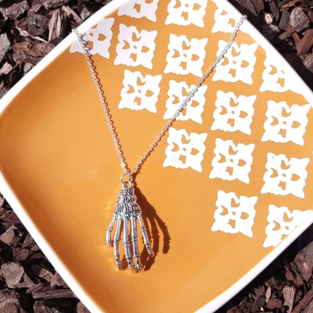 Halloween Skeleton Hand Necklace - Picture 2 of 4